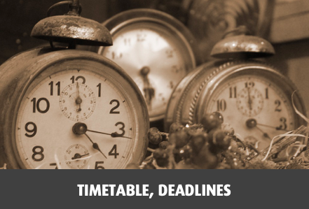 Timetable, deadlines